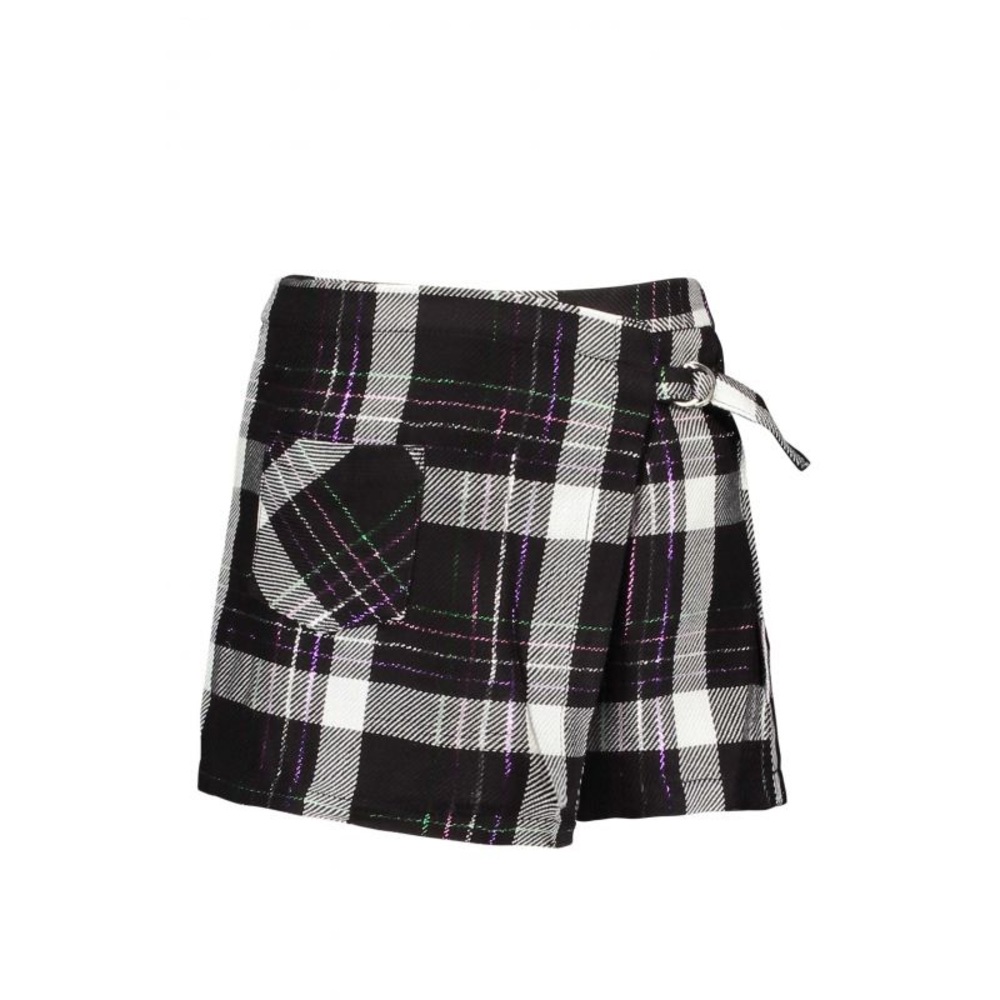 Plaid Black and White Kids Skort